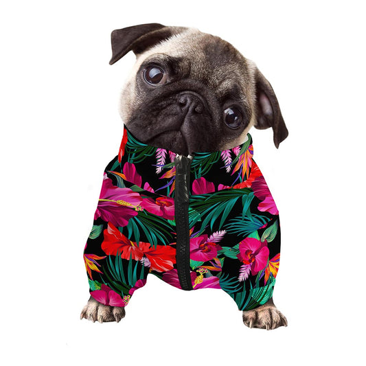 Hawaii Floral Flowers Pattern Print Dog Zip Up Jacket