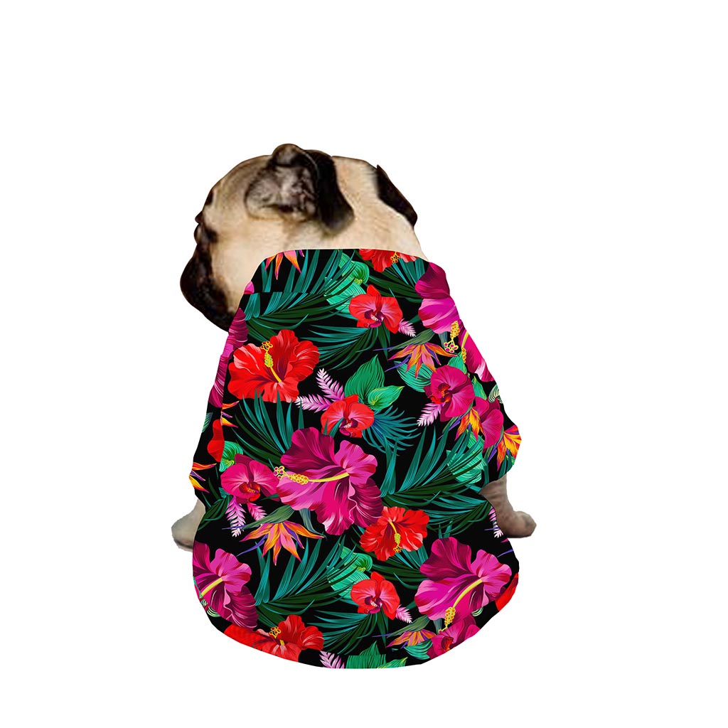 Hawaii Floral Flowers Pattern Print Dog Zip Up Jacket