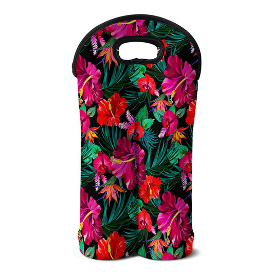 Hawaii Floral Flowers Pattern Print Double Neoprene Wine Tote
