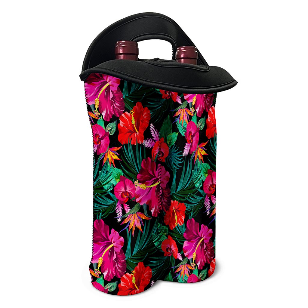 Hawaii Floral Flowers Pattern Print Double Neoprene Wine Tote