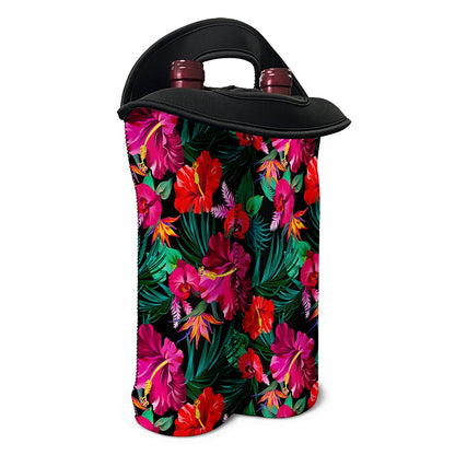 Hawaii Floral Flowers Pattern Print Double Neoprene Wine Tote