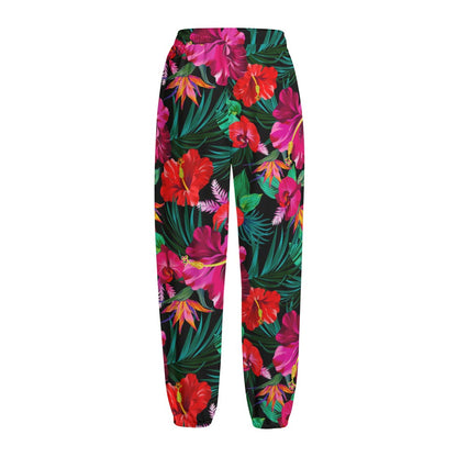 Hawaii Floral Flowers Pattern Print Fleece Lined Knit Pants