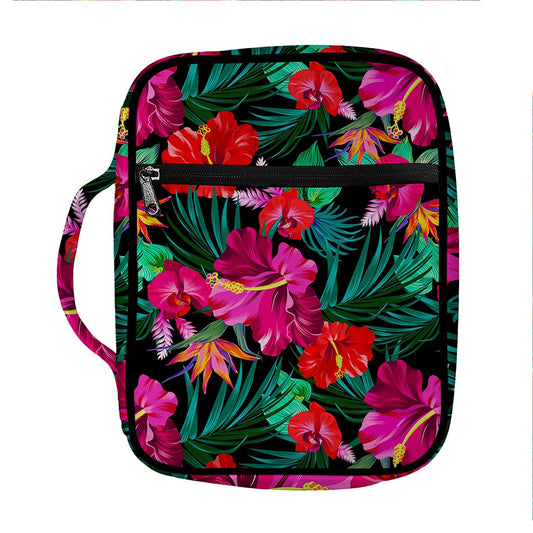 Hawaii Floral Flowers Pattern Print Front Pocket Bible Bag