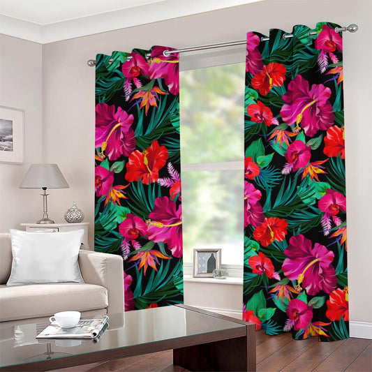 Hawaii Floral Flowers Pattern Print Grommet Curtains