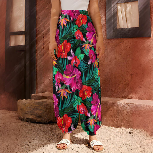 Hawaii Floral Flowers Pattern Print Harem Pants