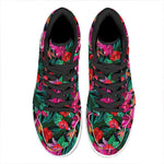 Hawaii Floral Flowers Pattern Print High Top Leather Sneakers