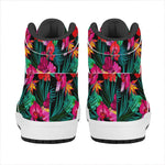 Hawaii Floral Flowers Pattern Print High Top Leather Sneakers