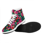 Hawaii Floral Flowers Pattern Print High Top Leather Sneakers