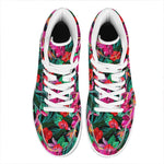 Hawaii Floral Flowers Pattern Print High Top Leather Sneakers