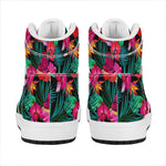 Hawaii Floral Flowers Pattern Print High Top Leather Sneakers