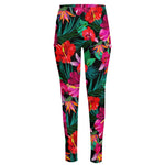 Hawaii Floral Flowers Pattern Print High-Waisted Pocket Leggings