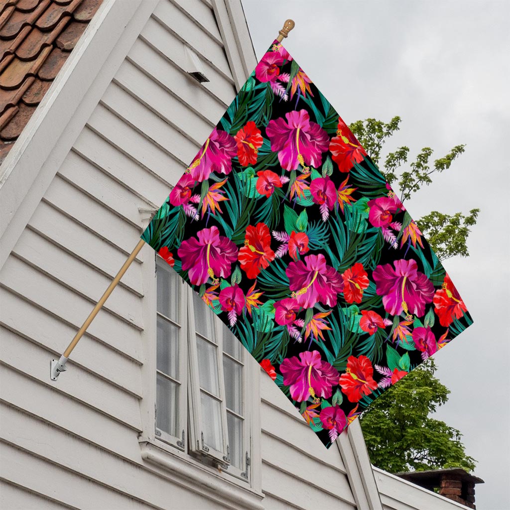 Hawaii Floral Flowers Pattern Print House Flag