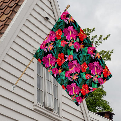 Hawaii Floral Flowers Pattern Print House Flag