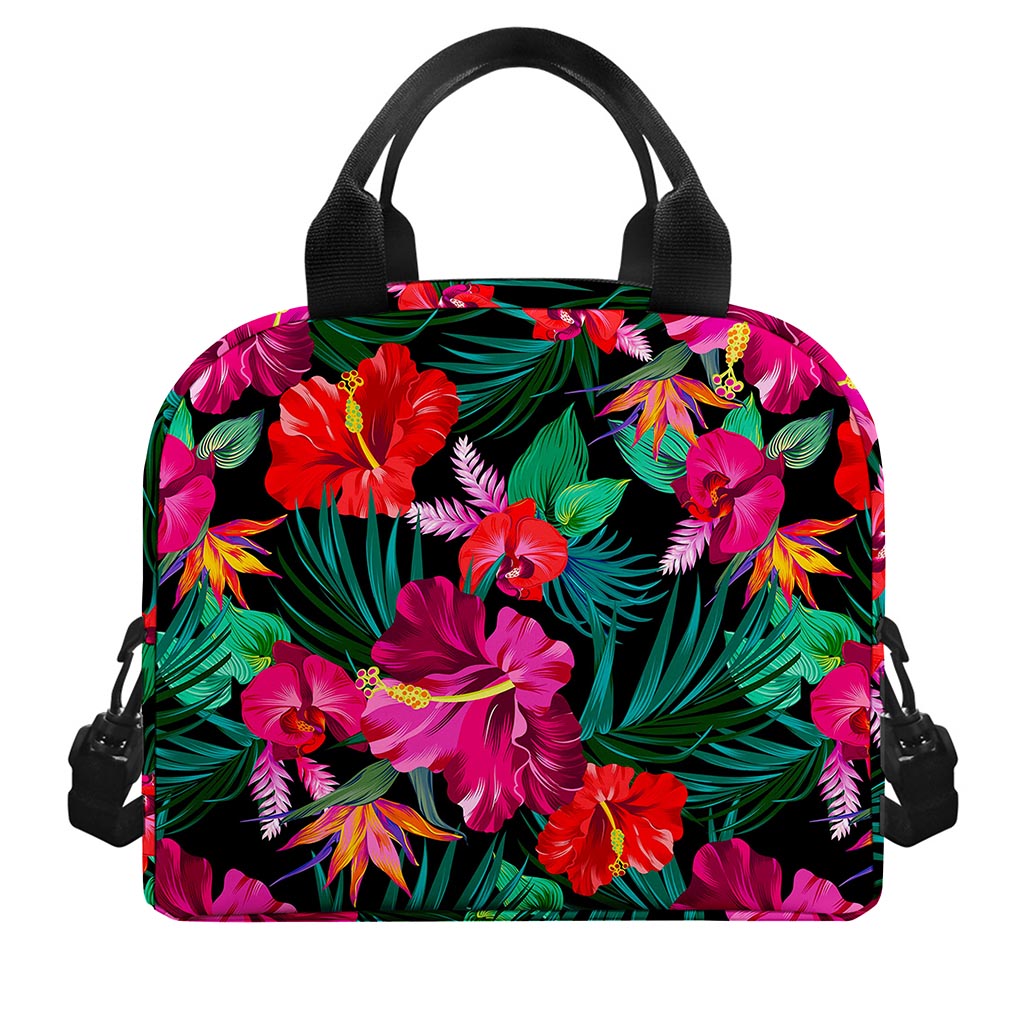 Hawaii Floral Flowers Pattern Print Insulated Lunch Bag