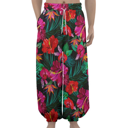 Hawaii Floral Flowers Pattern Print Lantern Pants