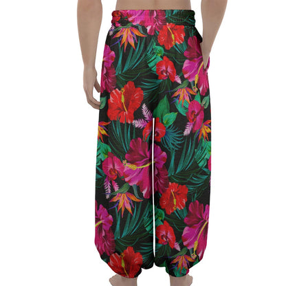 Hawaii Floral Flowers Pattern Print Lantern Pants