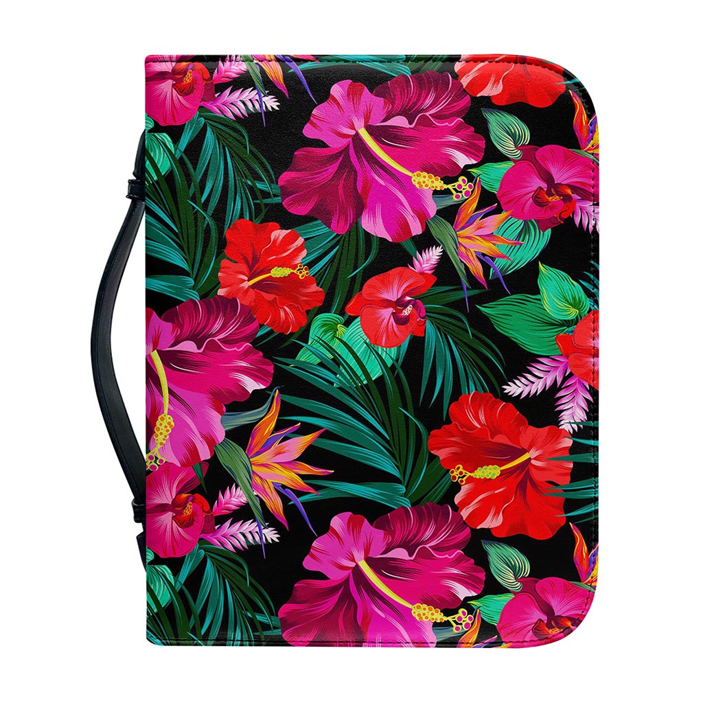 Hawaii Floral Flowers Pattern Print Leather Bible Cover