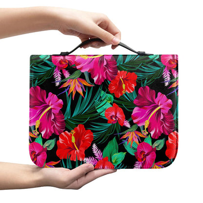 Hawaii Floral Flowers Pattern Print Leather Bible Cover