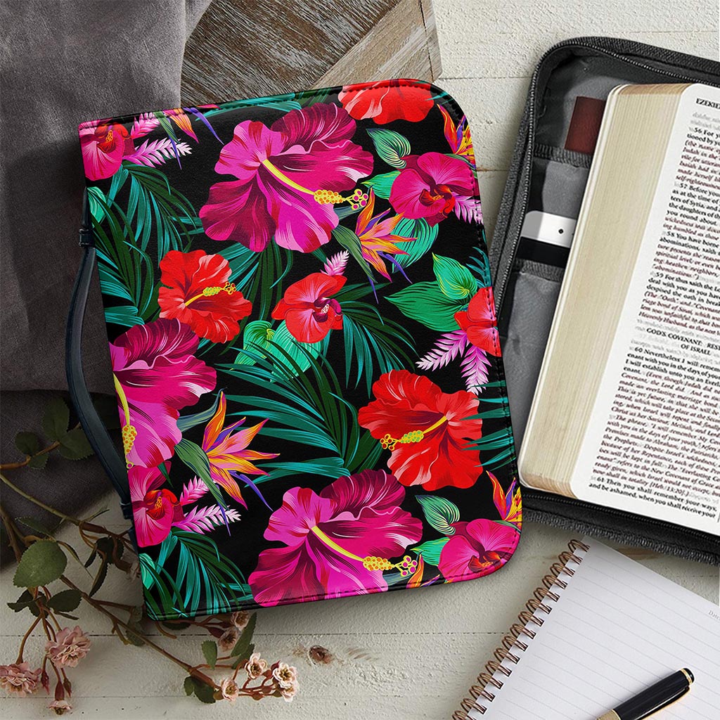 Hawaii Floral Flowers Pattern Print Leather Bible Cover