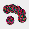 Hawaii Floral Flowers Pattern Print Leather Coaster Set