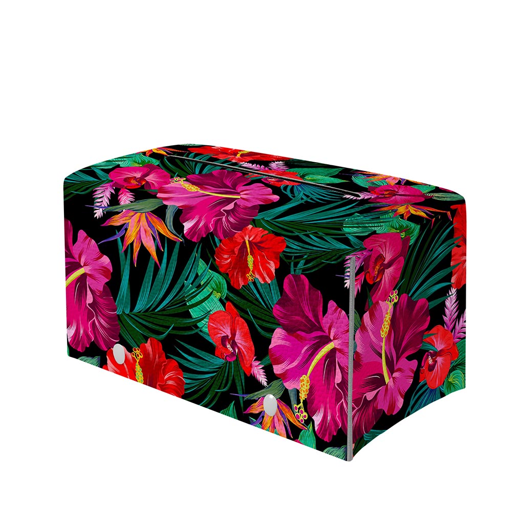 Hawaii Floral Flowers Pattern Print Leather Tissue Box Cover