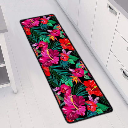 Hawaii Floral Flowers Pattern Print Long Kitchen Mat