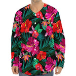 Hawaii Floral Flowers Pattern Print Long Sleeve Baseball Jersey