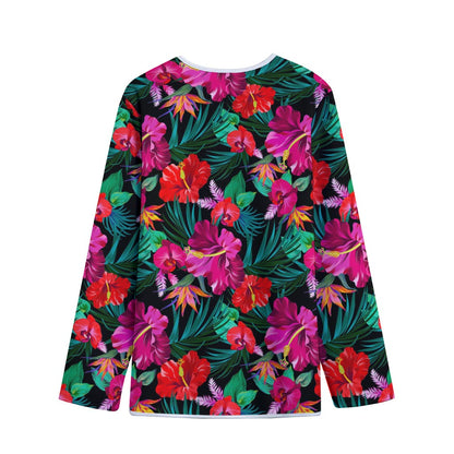 Hawaii Floral Flowers Pattern Print Long Sleeve Short Coat