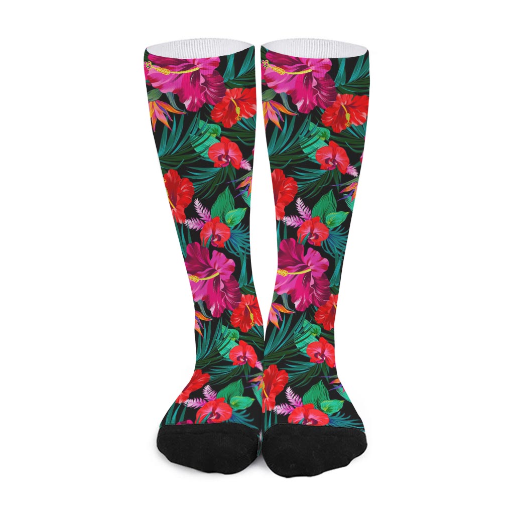 Hawaii Floral Flowers Pattern Print Long Socks