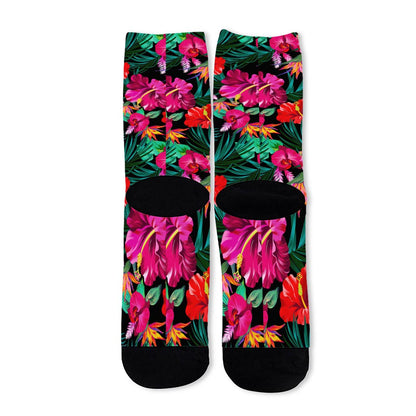 Hawaii Floral Flowers Pattern Print Long Socks