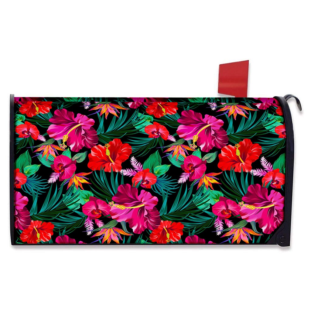 Hawaii Floral Flowers Pattern Print Mailbox Cover