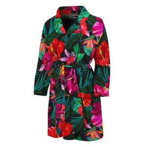 Hawaii Floral Flowers Pattern Print Men's Bathrobe