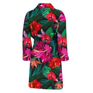 Hawaii Floral Flowers Pattern Print Men's Bathrobe