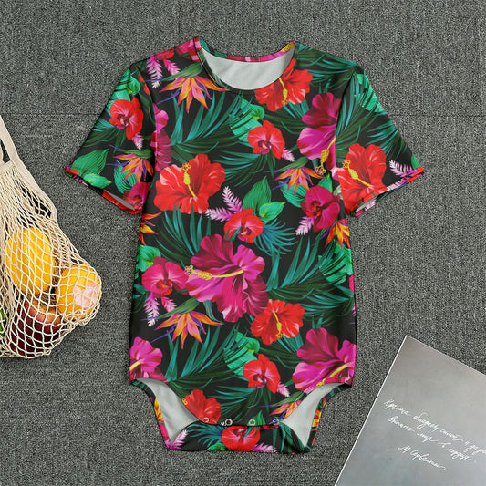 Hawaii Floral Flowers Pattern Print Men's Bodysuit