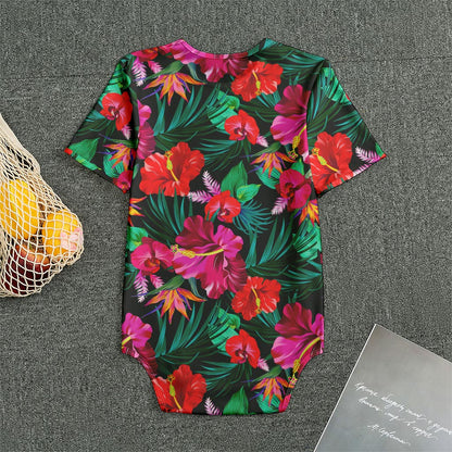 Hawaii Floral Flowers Pattern Print Men's Bodysuit