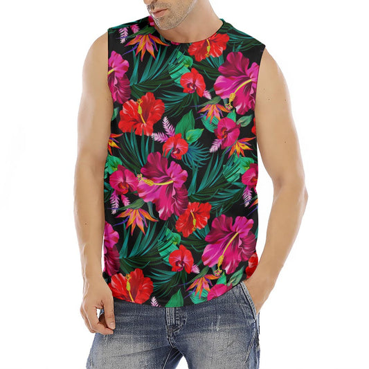 Hawaii Floral Flowers Pattern Print Men's Fitness Tank Top