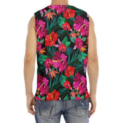 Hawaii Floral Flowers Pattern Print Men's Fitness Tank Top