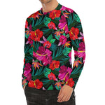 Hawaii Floral Flowers Pattern Print Men's Long Sleeve Rash Guard