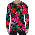 Hawaii Floral Flowers Pattern Print Men's Long Sleeve T-Shirt