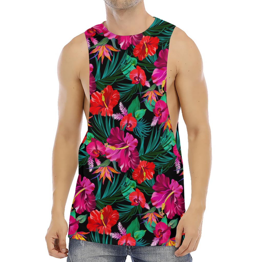 Hawaii Floral Flowers Pattern Print Men's Muscle Tank Top