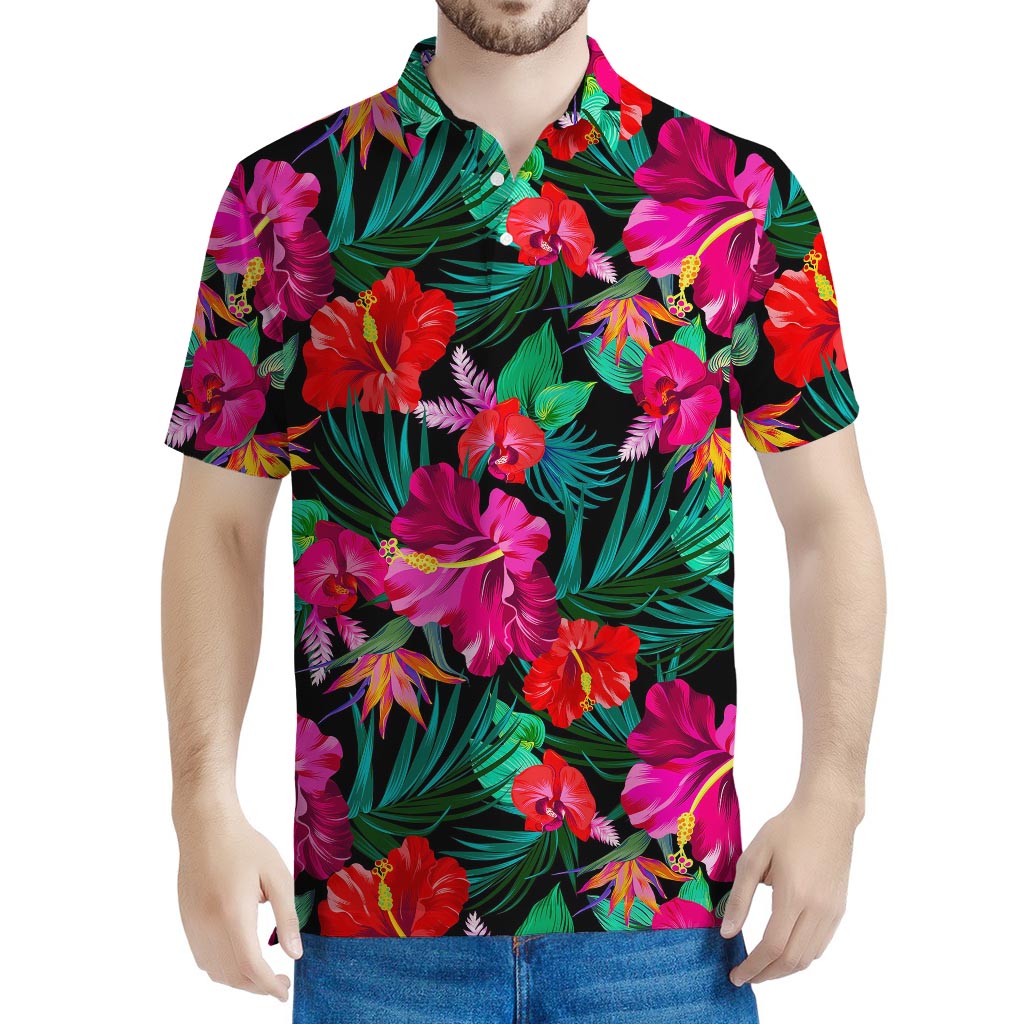 Hawaii Floral Flowers Pattern Print Men's Polo Shirt