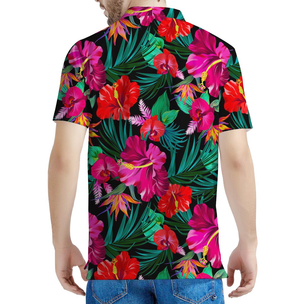Hawaii Floral Flowers Pattern Print Men's Polo Shirt