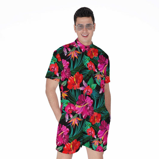 Hawaii Floral Flowers Pattern Print Men's Rompers