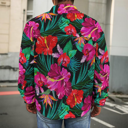 Hawaii Floral Flowers Pattern Print Men's Shirt Jacket