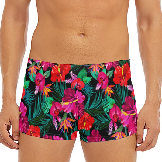 Hawaii Floral Flowers Pattern Print Men's Short Boxer Briefs
