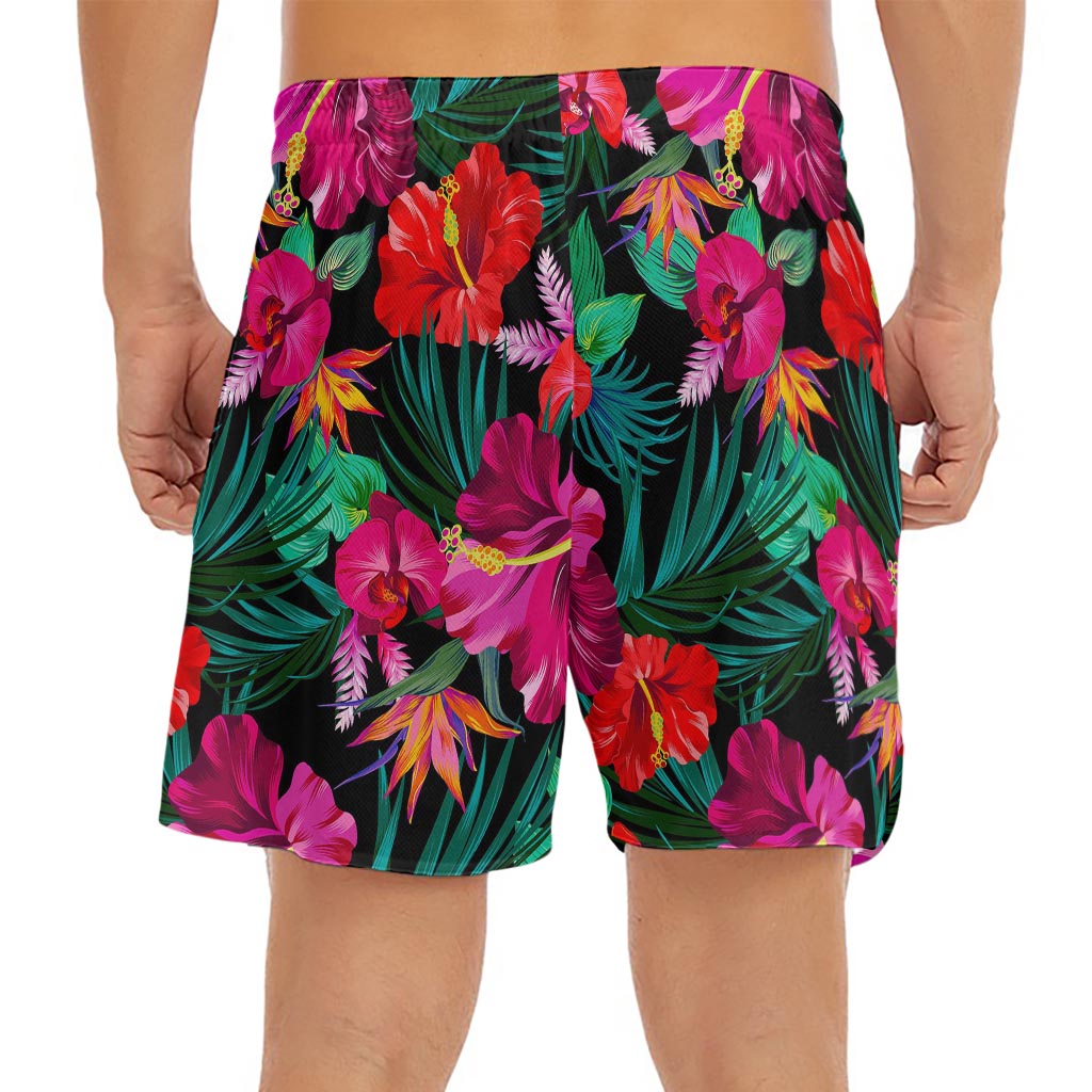 Hawaii Floral Flowers Pattern Print Men's Split Running Shorts