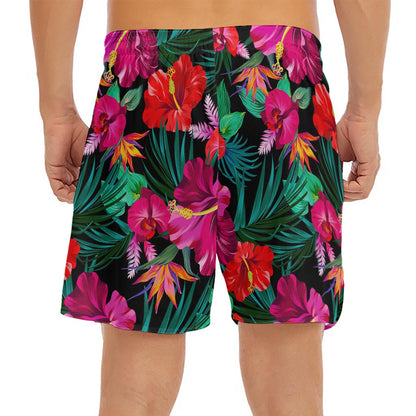 Hawaii Floral Flowers Pattern Print Men's Split Running Shorts