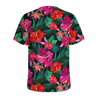Hawaii Floral Flowers Pattern Print Men's Sports T-Shirt