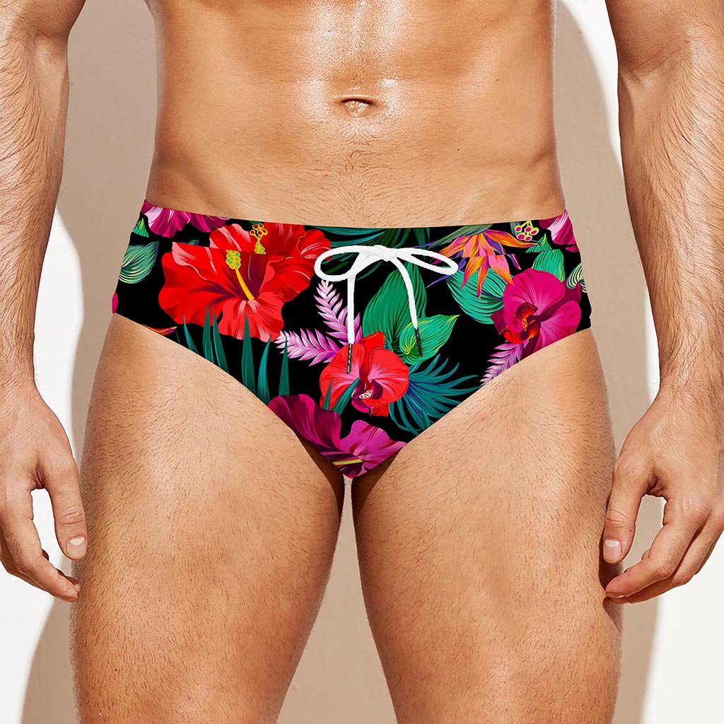 Hawaii Floral Flowers Pattern Print Men's Swim Briefs