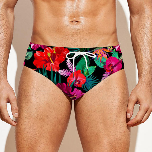 Hawaii Floral Flowers Pattern Print Men's Swim Briefs